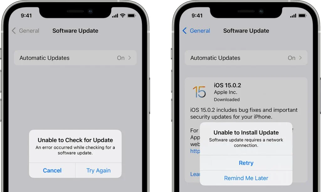 iPhone not updating to latest iOS error screen.