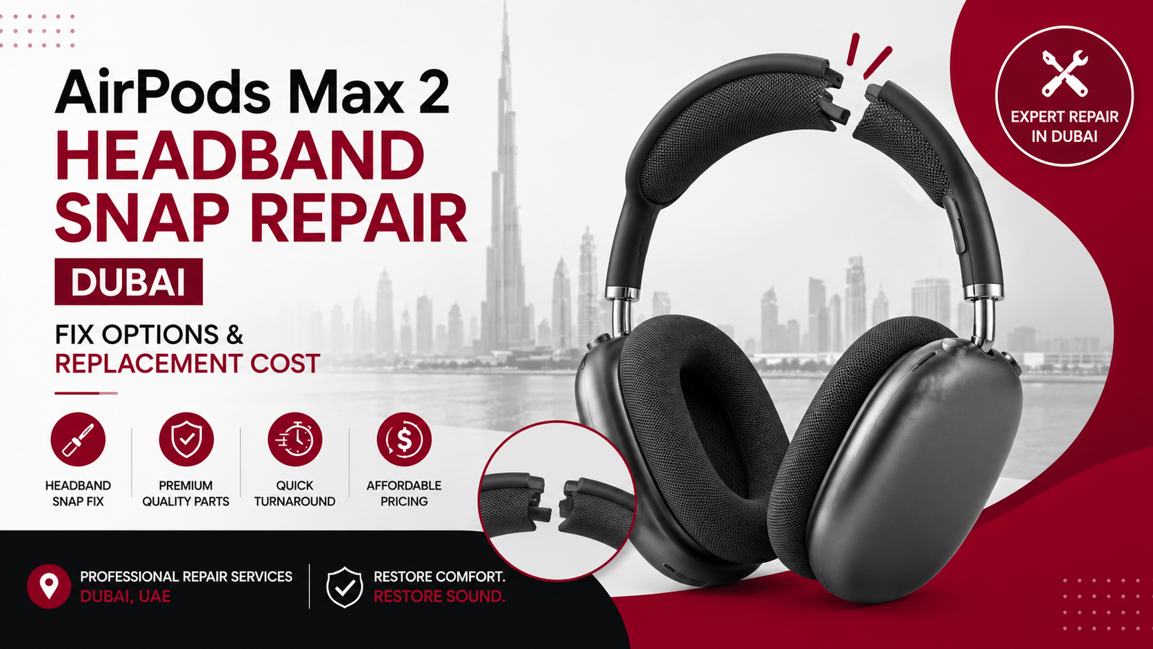 AirPods Max 2 Headband Snap Repair Dubai: Fix Options and Cost