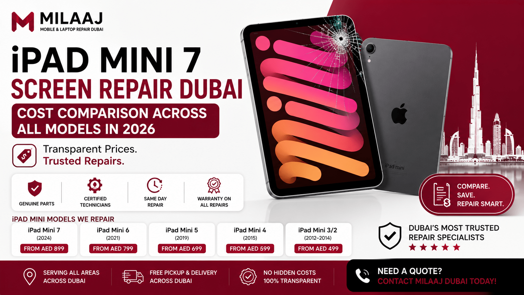 iPad Mini 7 Screen Repair Dubai: Cost Comparison Across All Models in 2026