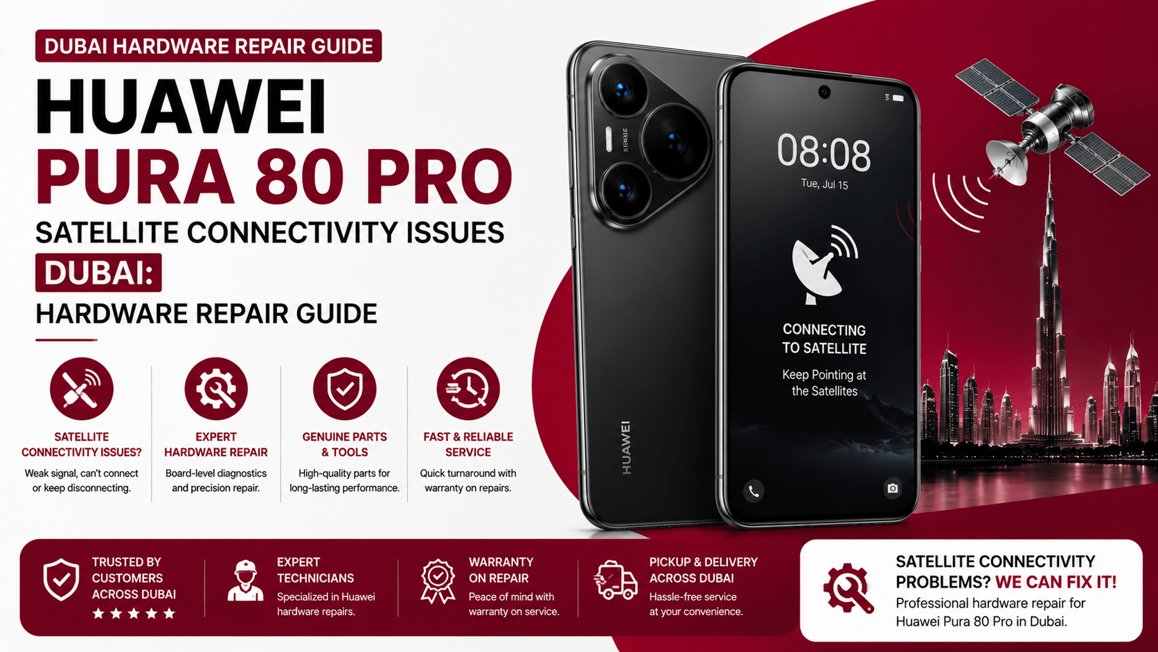 Huawei Pura 80 Pro Satellite Connectivity Issues Dubai: Hardware Repair Guide