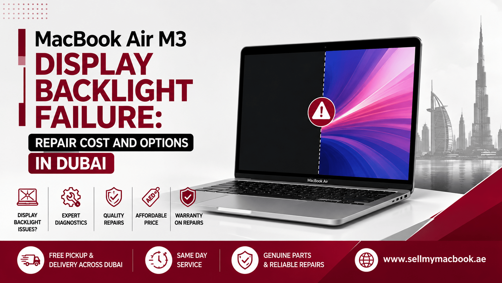MacBook Air M3 Display Backlight Failure: Repair Cost and Options in Dubai