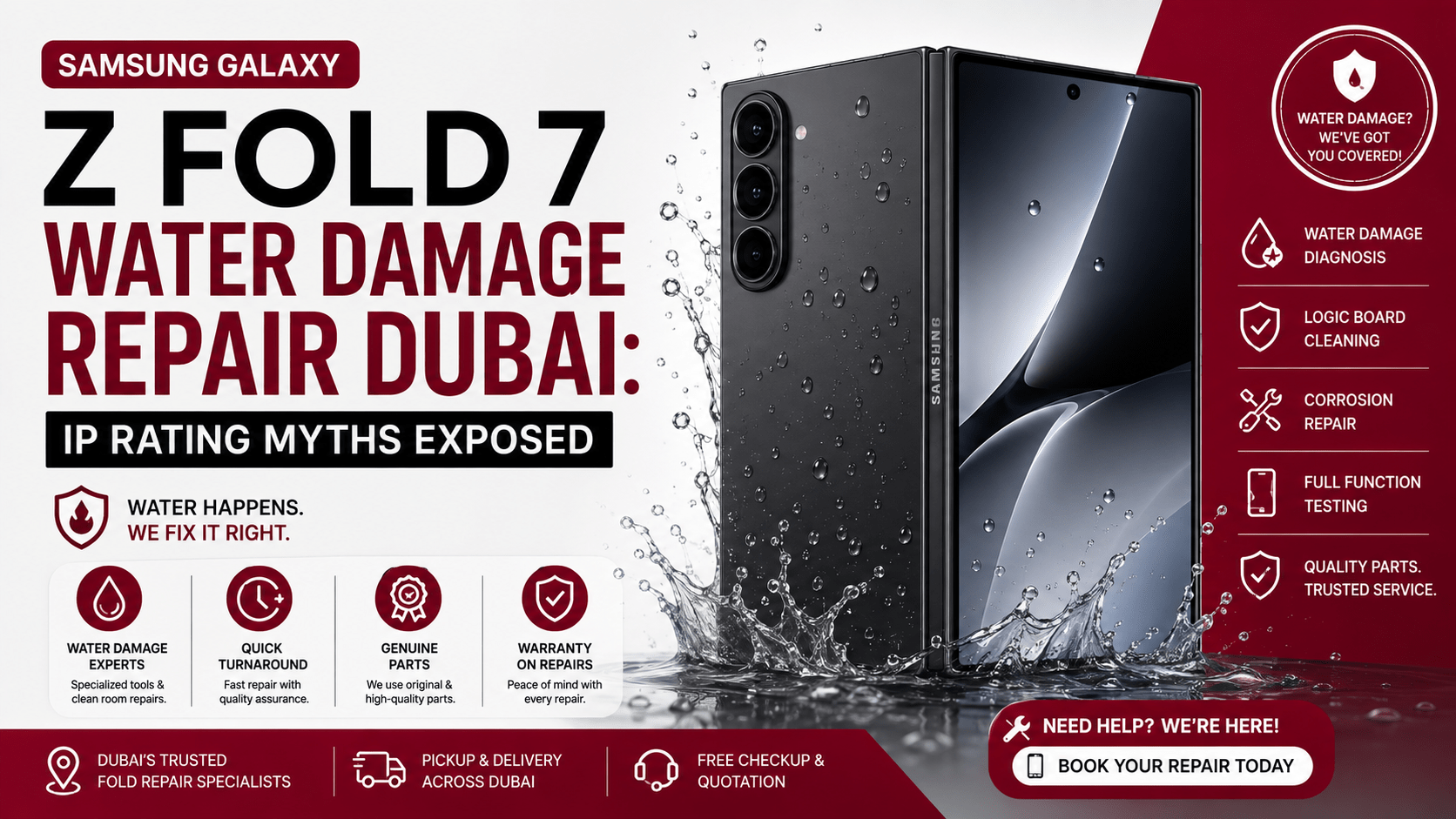 Samsung Galaxy Z Fold 7 Water Damage Repair Dubai: IP Rating Myths Exposed