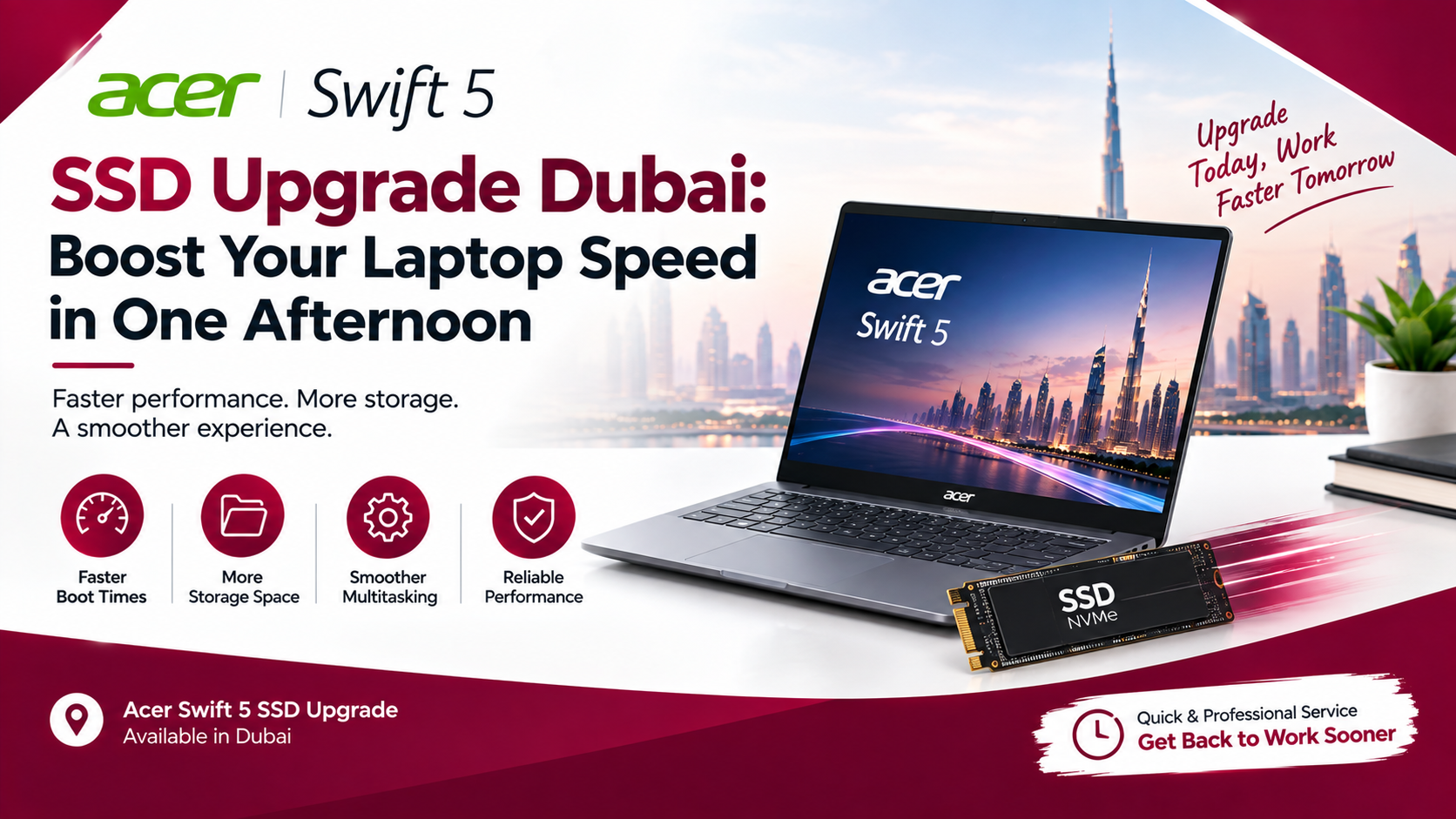 Acer Swift 5 SSD Upgrade Dubai: Boost Your Laptop Speed in One Afternoon