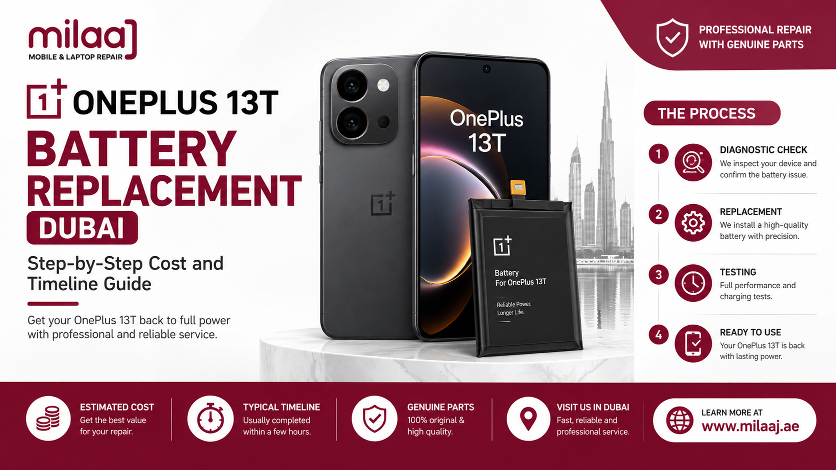 OnePlus 13T Battery Replacement Dubai: Step-by-Step Cost and Timeline Guide