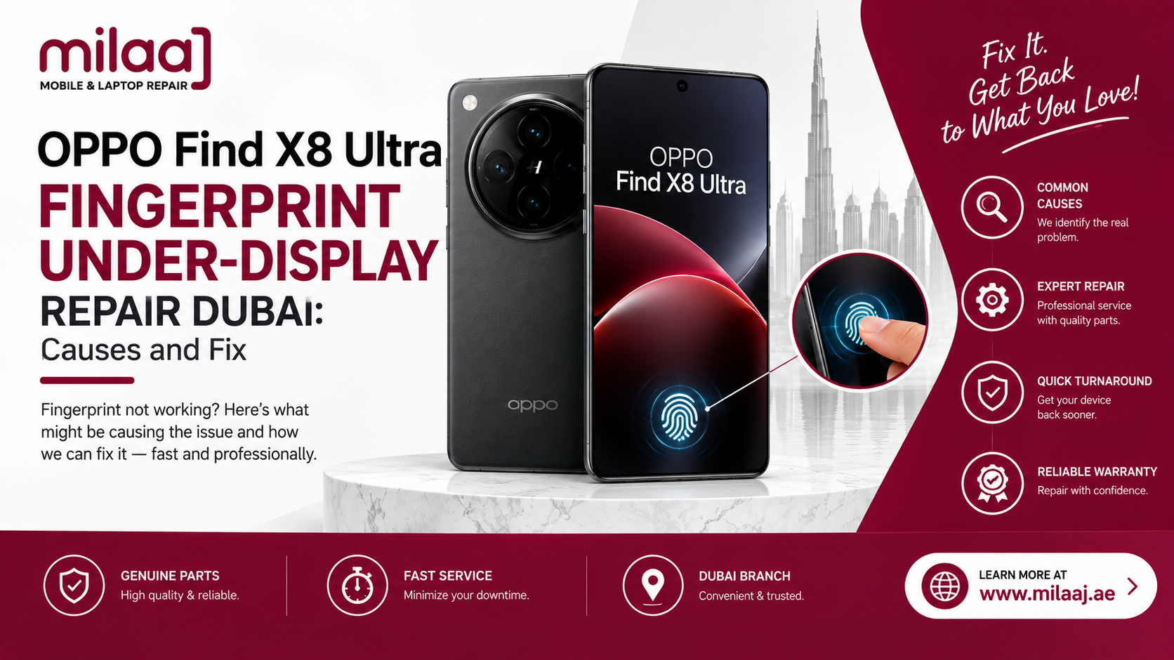 OPPO Find X8 Ultra Fingerprint Under-Display Repair Dubai: Causes and Fix