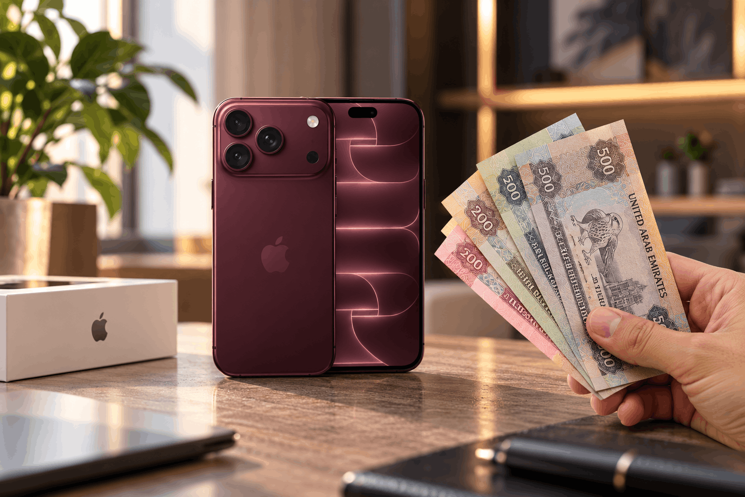 iPhone with UAE dirham cash for same-day payment when selling in Dubai