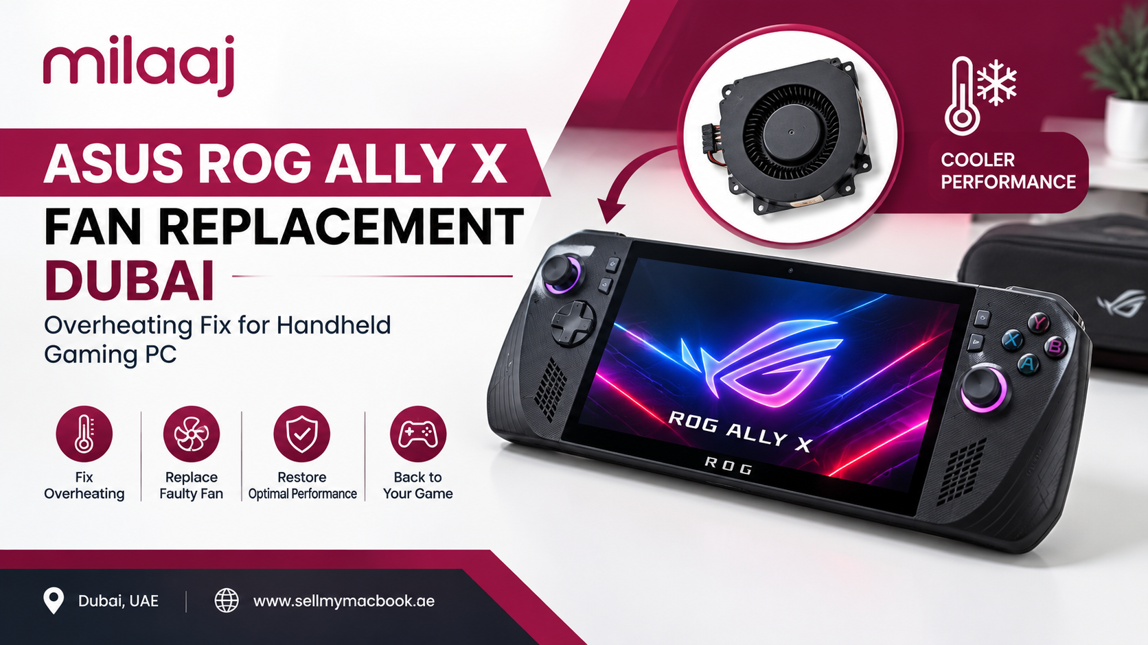 ASUS ROG Ally X Fan Replacement Dubai: Fix Overheating on Your Handheld Gaming PC